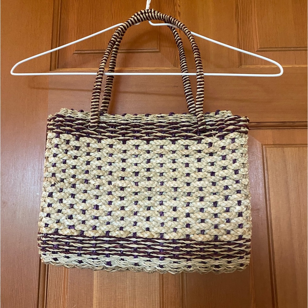Wicker hand woven basket purse